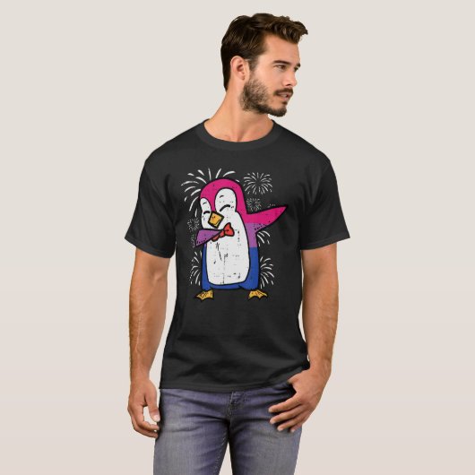 Bisexual Penguin Dab Bi Flag Pride Month Lgbt Men  Tシャツ (正面フル)