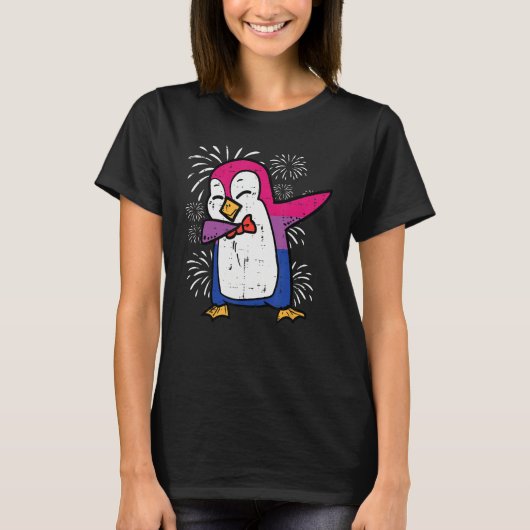 Bisexual Penguin Dab Bi Flag Pride Month Lgbt Men Tシャツ (正面)