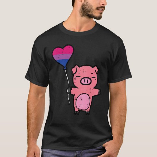 Bisexual Pig Heart Cute Bi Pride Flag LGBTQ Women Tシャツ (正面)
