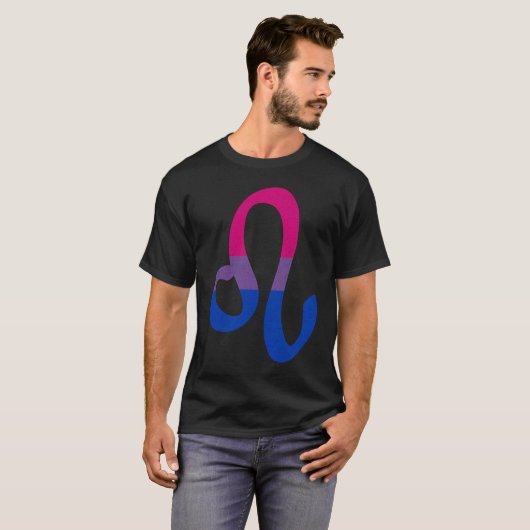 Bisexual Pride Flag Leo Zodiac Sign Tシャツ (正面フル)