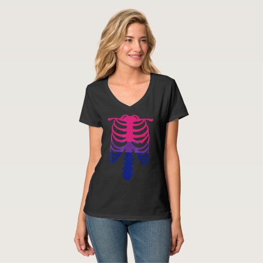 Bisexual Pride Flag   Skeleton Ribcage Bisexual Tシャツ (正面フル)