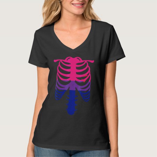 Bisexual Pride Flag   Skeleton Ribcage Bisexual Tシャツ (正面)