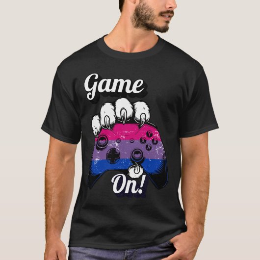 Bisexual Pride Game On Tiger Paw Controller Shirt Tシャツ (正面)