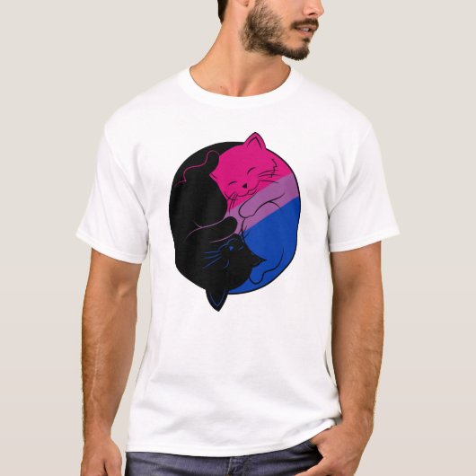 Bisexual Pride Gay LGBT Month Yin Yang Cats Tシャツ (正面)