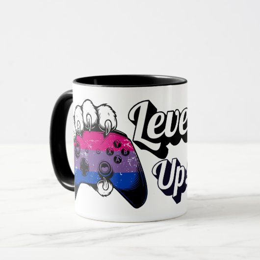 Bisexual Pride Level Up Tiger Paw Controller Mug マグカップ (正面左)