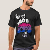 Bisexual Pride Level Up Tiger Paw Controller Shirt Tシャツ (正面)