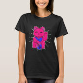 Bisexual Pride Lucky Cat LGBTQ+ Asexuality Tシャツ (正面)