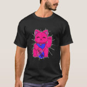 Bisexual Pride Lucky Cat LGBTQ+ Asexuality Tシャツ (正面)