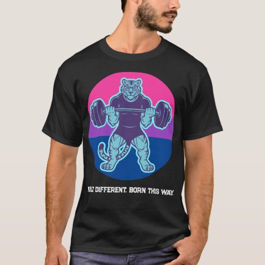Bisexual Pride Tiger Lifter Gym Shirt — Born This Tシャツ (正面)