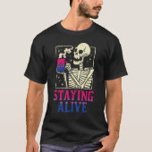 Bisexual Skeleton Staying Alive Bi Pride Flag Lgbt Tシャツ (正面)