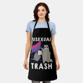 Bisexual Trash Gay Pride Rainbow LGBT Raccoon エプロン (着用した状態)