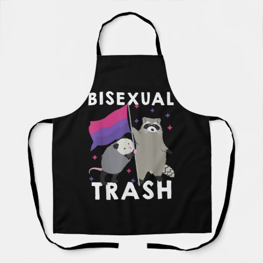 Bisexual Trash Gay Pride Rainbow LGBT Raccoon エプロン (正面)