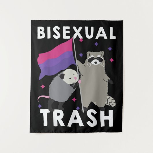 Bisexual Trash Gay Pride Rainbow LGBT Raccoon タペストリー (正面)