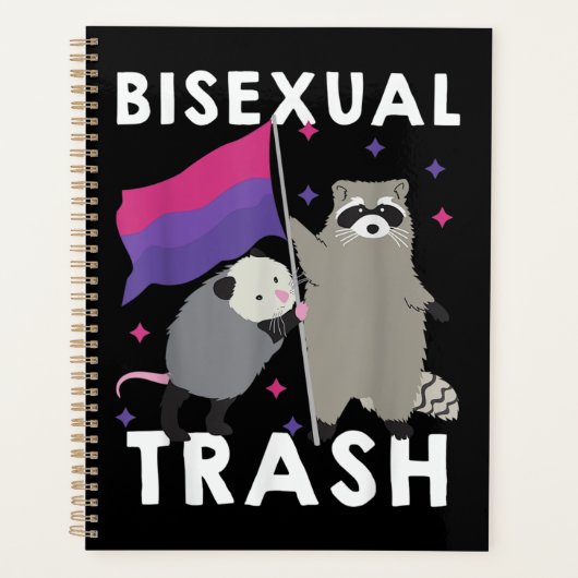 Bisexual Trash Gay Pride Rainbow LGBT Raccoon プランナー手帳 (正面)