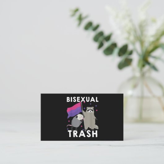 Bisexual Trash Gay Pride Rainbow LGBT Raccoon 名刺 (スタンド正面)