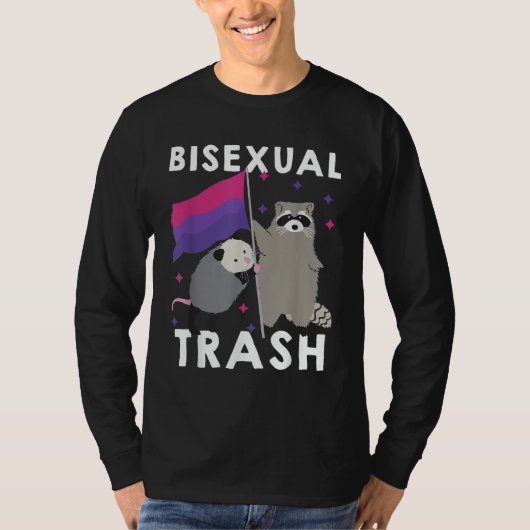 Bisexual Trash Gay Pride Rainbow LGBT Raccoon Tシャツ (正面)