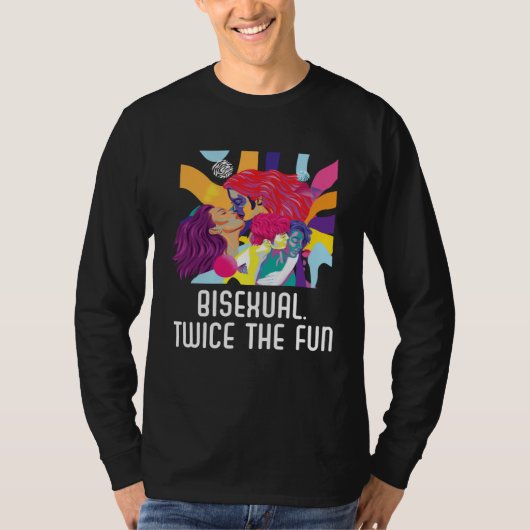 Bisexual Twice The Fun Rainbow Pride Bisexuality L Tシャツ (正面)