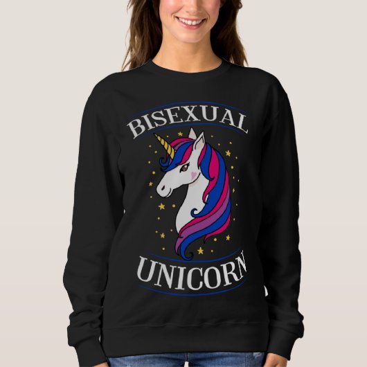 Bisexual Unicorn Elegant Magical Bisexual Pride Lo スウェットシャツ (正面)
