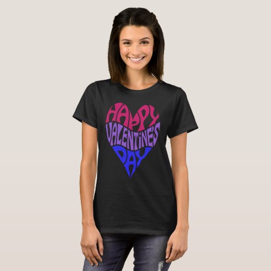 Bisexual Valentine's Day Bi Pride LGBTQ LGBT Heart Tシャツ (正面フル)