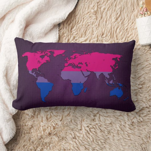 Bisexuality pride world map Pillow ランバークッション (ブランケット)