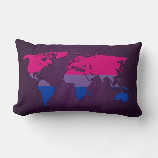 Bisexuality pride world map Pillow ランバークッション (正面)
