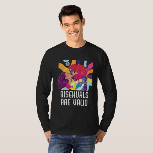 Bisexuals Are Valid Rainbow Pride Bisexuality LGBT Tシャツ (正面フル)