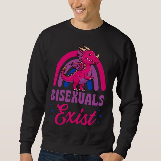 Bisexuals Exist Bisexual Dragon Pride Love Rainbow スウェットシャツ (正面)