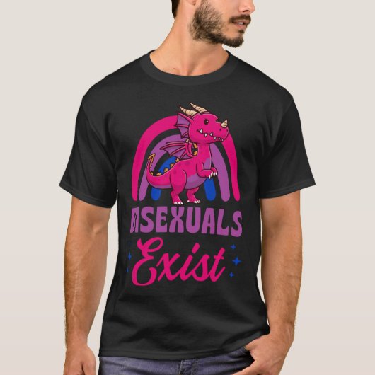Bisexuals Exist Bisexual Dragon Pride Love Rainbow Tシャツ (正面)