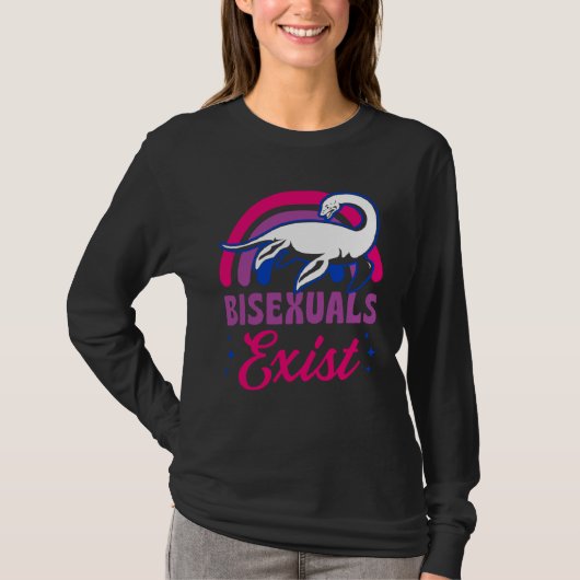 Bisexuals Exist Bisexual Loch Ness Monster Pride R Tシャツ (正面)