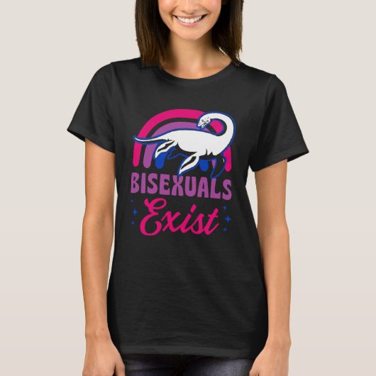 Bisexuals Exist Bisexual Loch Ness Monster Pride R Tシャツ (正面)