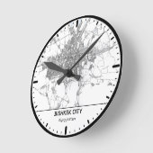 Bishkek Clock City Line Art ラウンド壁時計 (傾斜)