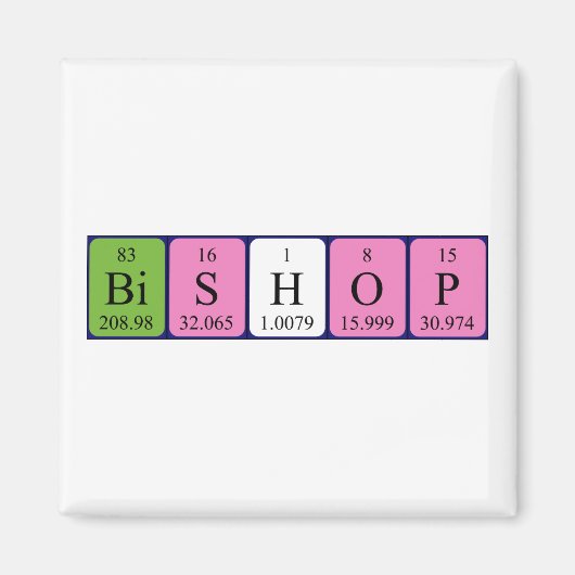 Bishop周期表名磁石 マグネット (正面)