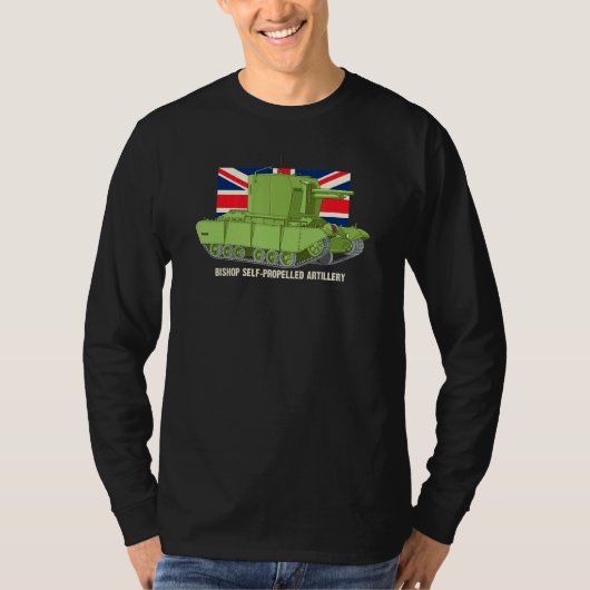 Bishop自走砲第2次世界大戦図Britis Tシャツ (正面)