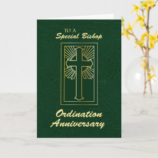 Bishop Anniversary of Ordination Leather Look カード (黄色い花)