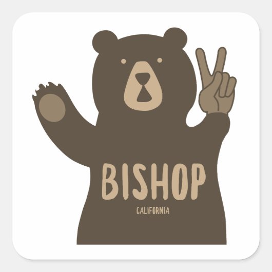 Bishop California Peace Bear スクエアシール (正面)