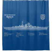 Bismarck – 戦艦の青写真プランABD シャワーカーテン (正面)