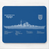 Bismarck – 戦艦の青写真プランABD マウスパッド (正面)