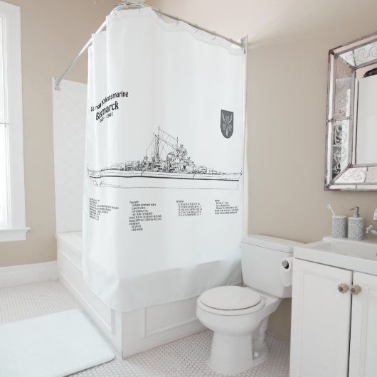 Bismarck – 戦艦の青写真プランBD シャワーカーテン (インサイチュ)