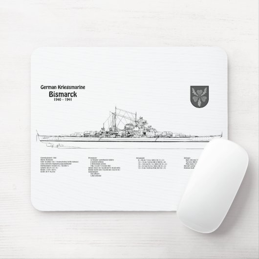 Bismarck – 戦艦の青写真プランBD マウスパッド (マウス)