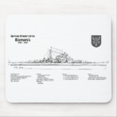 Bismarck – 戦艦の青写真プランBD マウスパッド (正面)