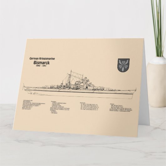 Bismarck – 戦艦の青写真プランSD サンキューカード (正面)