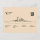 Bismarck – 戦艦の青写真プランSD ポストカード (正面)