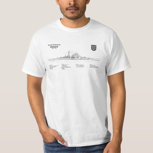 Bismarck – 戦艦の青写真プランSD Tシャツ (正面)