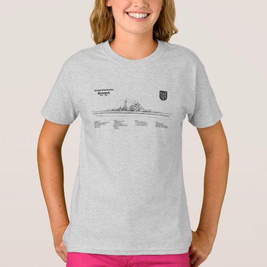 Bismarck – 戦艦の青写真プランSD Tシャツ (正面)
