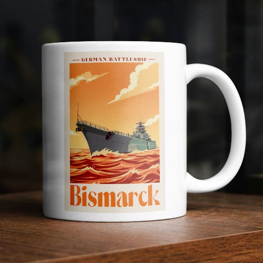 Bismarck German Battleship - Vintage Naval Poster コーヒーマグカップ