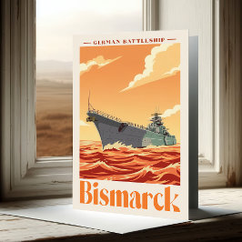 Bismarck German Battleship - Vintage Naval Poster サンキューカード