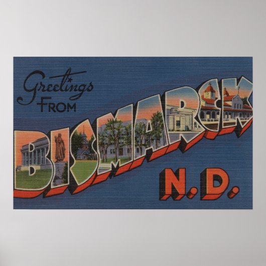 Bismarck, North Dakota – 大きな文字のシーン ポスター (正面)
