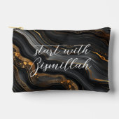 Bismillah Alhamdullilah Black Gold Agate アクセサリーポーチ (正面)