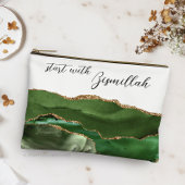 Bismillah Alhamdullilah Green Agate アクセサリーポーチ