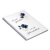 Bismillah Alhamdullilah Navy Gold Floral ノートブック (右側)